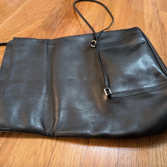 Vtg Mark Cross New York Black Leather Shoulder Bag Purse Thin Straps - Picture 9 of 14